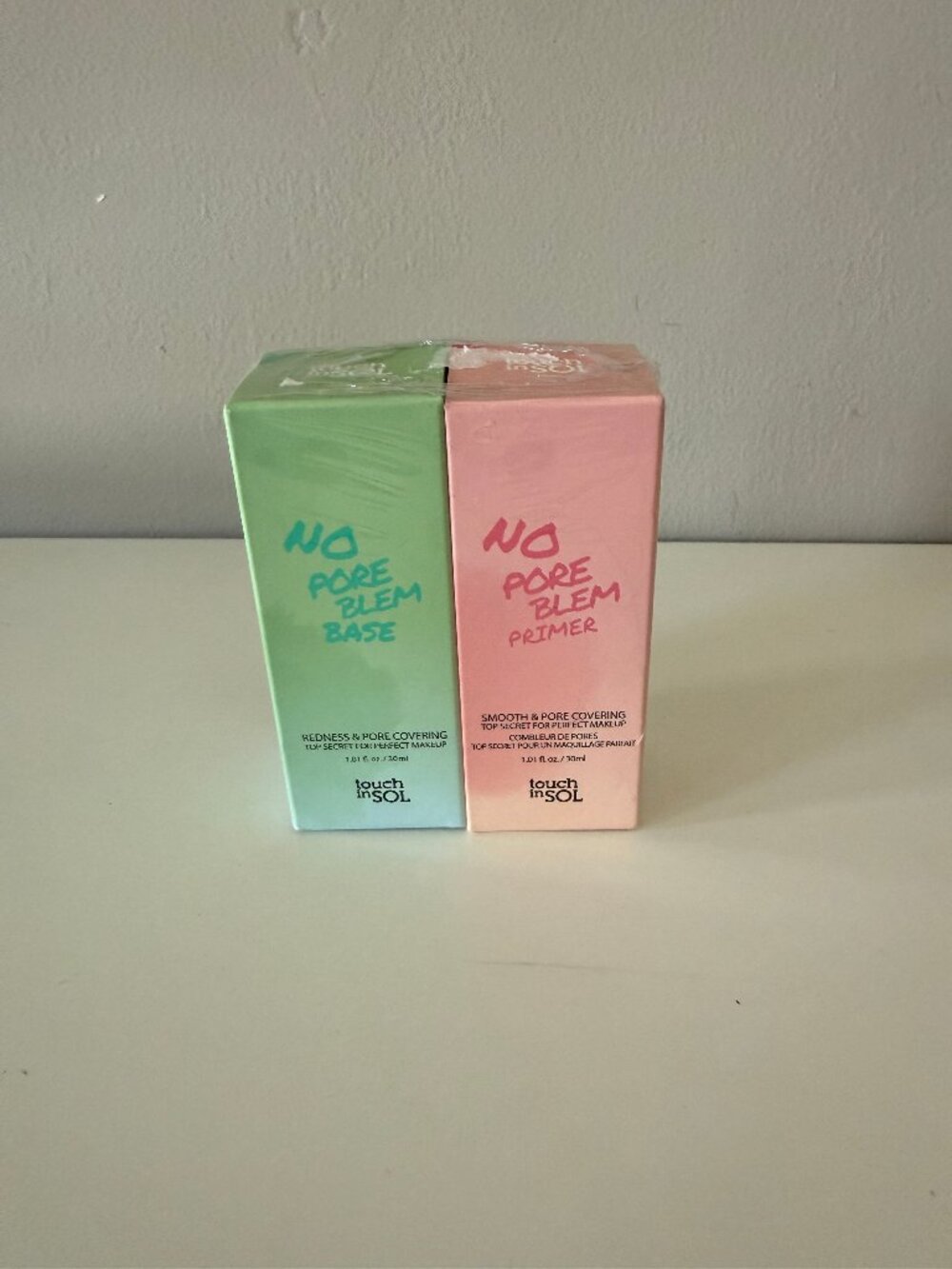 NEW Touch In Sol No Pore Blem Primer & Redness Correcting Base Set (1.01 oz)